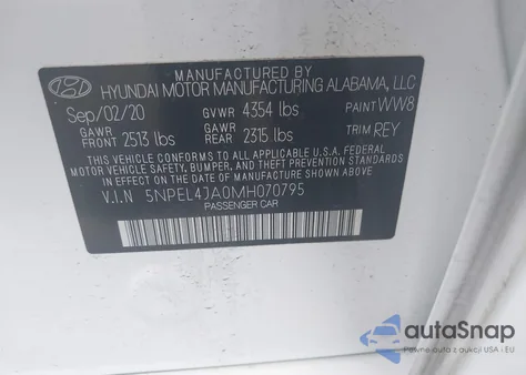 2021 Hyundai Sonata Sel from USA, damaged, VIN 5NPEL4JA0MH070795